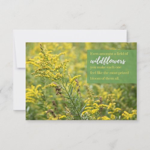 Yellow Wildflower Teacher Appreciation Flat Thank You Card