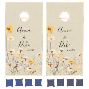 Yellow Wildflower Wedding Cornhole Set