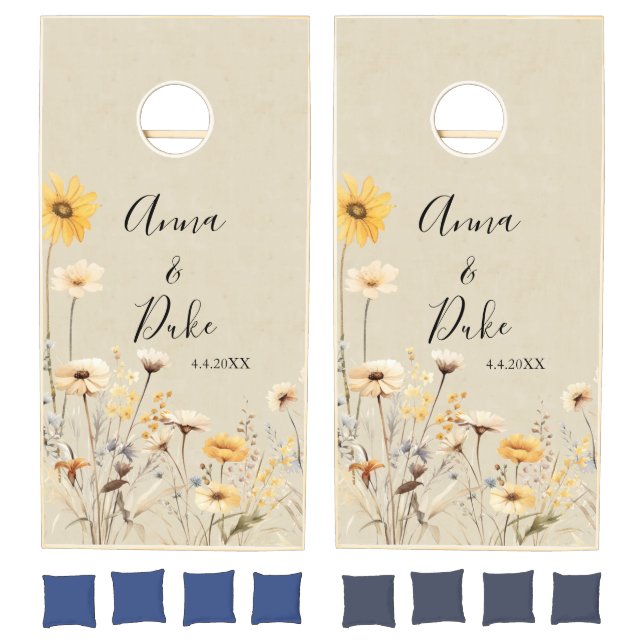 Yellow Wildflower Wedding Cornhole Set (Set)