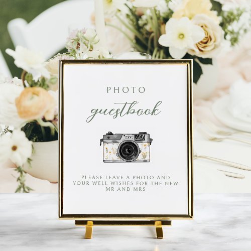 Yellow wildflower wedding photo guestbook sign