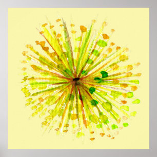 Yellow wildflower whimsical watercolour poster