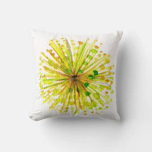 Yellow wildflower whimsical watercolour throw pillow