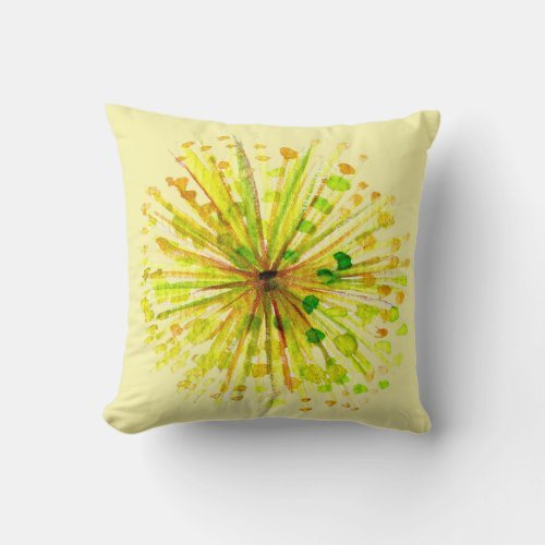 Yellow wildflower whimsical watercolour throw pillow