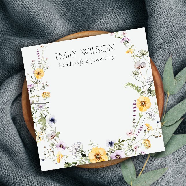 Yellow Wildflower Wreath Necklace Band Template Square Business Card (Creator Uploaded)