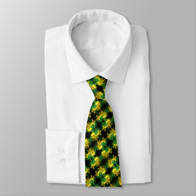 Yellow Wildflowers Abstract Small Pattern        Neck Tie (Tied)