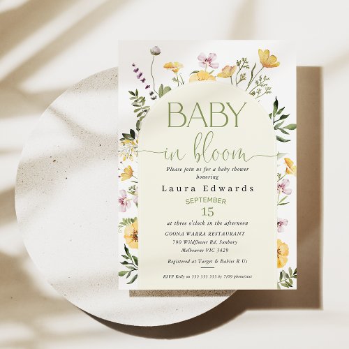 Yellow Wildflowers Baby In Bloom Baby Shower  Invitation