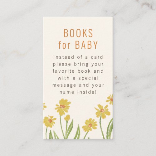 Yellow Wildflowers Baby Shower Book Request Enclosure Card