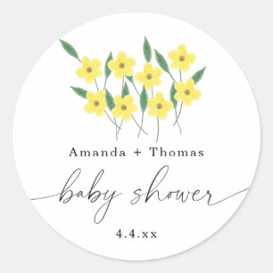 Yellow Wildflowers - Baby Shower Classic Round Sticker