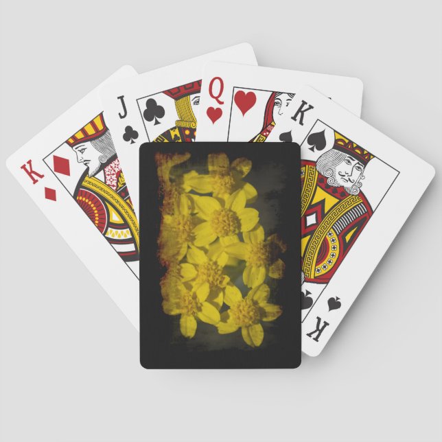 Yellow Wildflowers  Black Edge Poker Cards (Back)