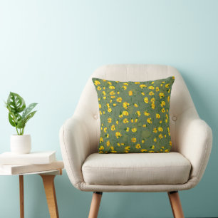 Yellow Wildflowers Blooms Throw Pillow