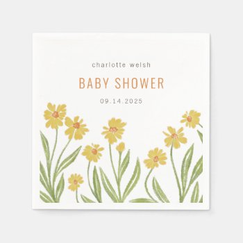 Yellow Wildflowers Boho Baby Shower Napkins by 2BirdStone at Zazzle