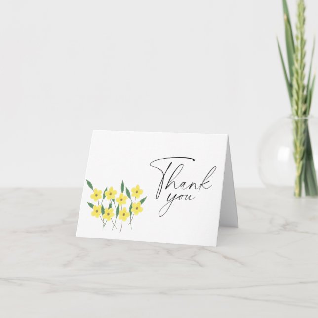 Yellow Wildflowers elegant  Thank You Card (Front)