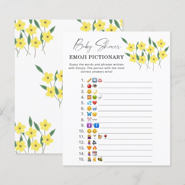 Yellow Wildflowers \ Emoji pictionary game (Front/Back)