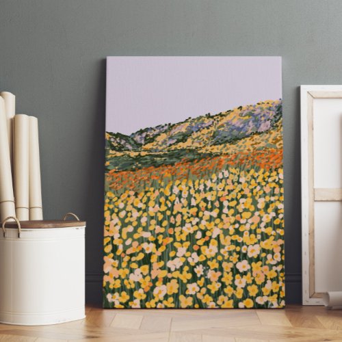 Yellow wildflowers field illustration  poster