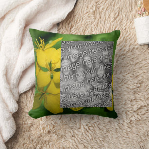 Yellow Wildflowers Frame Create Your Own Photo Throw Pillow