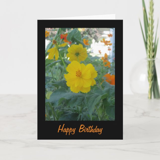 Yellow Wildflowers Happy Birthday Card (Front)