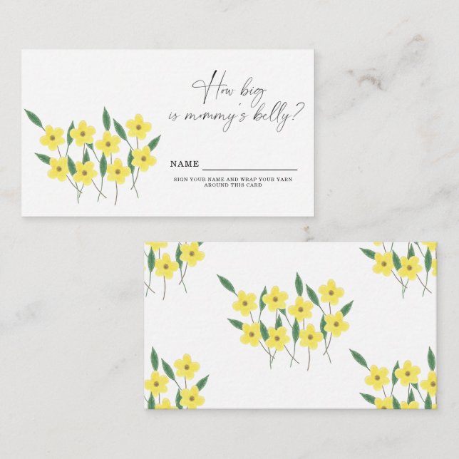 Yellow Wildflowers How big is mommy's belly game Enclosure Card (Front/Back)