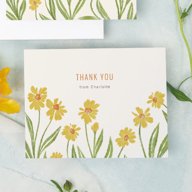 Yellow Wildflowers Letterpress Thank You Card (Creator Uploaded)