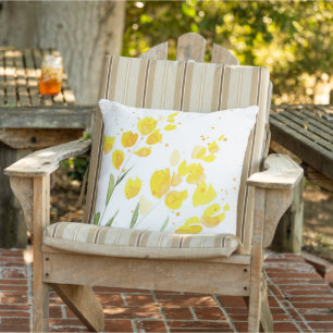 Yellow Wildflowers Outdoor Pillow