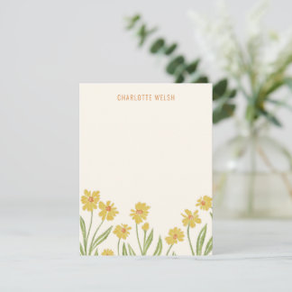 Yellow Wildflowers Personal Stationery Thank You Card