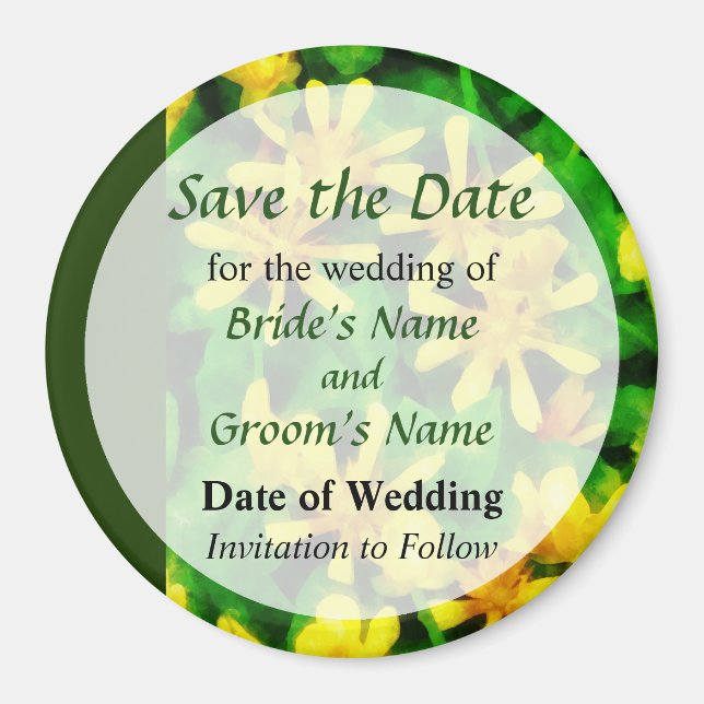 Yellow Wildflowers Save the Date Magnet (Front)