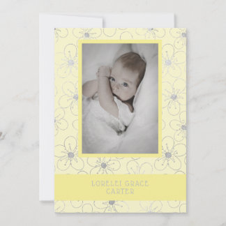 Yellow Wildflowers Silver Photo Naming Ceremony Note Card