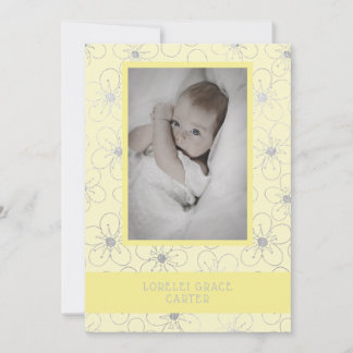 Yellow Wildflowers Silver Photo Naming Ceremony Note Card
