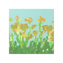 Yellow Wildflowers & Sky Gallery Wrap Canvas Print