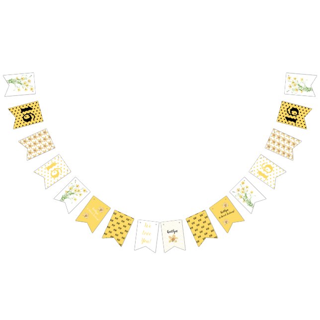 Yellow Wildflowers Sweet Sixteen Birthday Party Bunting Flags (All)