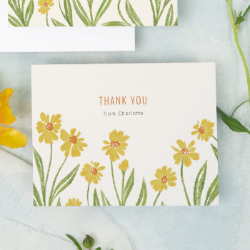 Yellow Wildflowers Thank You Card by 2BirdStone at Zazzle