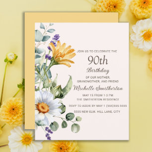 Yellow Wildflowers White Daisies 90th Birthday