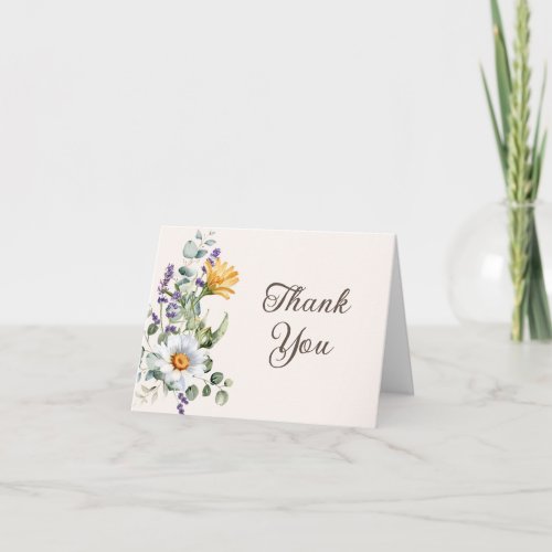 Yellow Wildflowers White Daisies Birthday Thank You Card