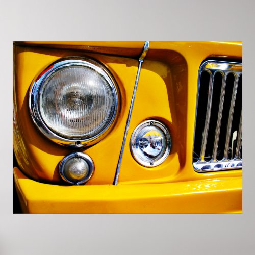 Yellow Willys Jeep Station Wagon headlight Poster