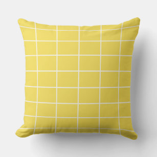 Yellow Windowpane Grid Pattern Throw Pillow