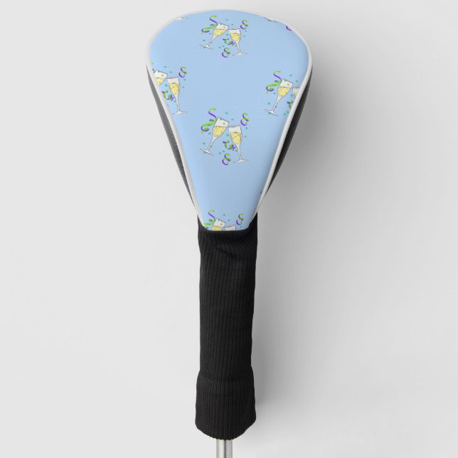 yellow wine on blue golf head cover (Front)