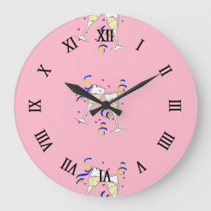 yellow wine on pink large clock