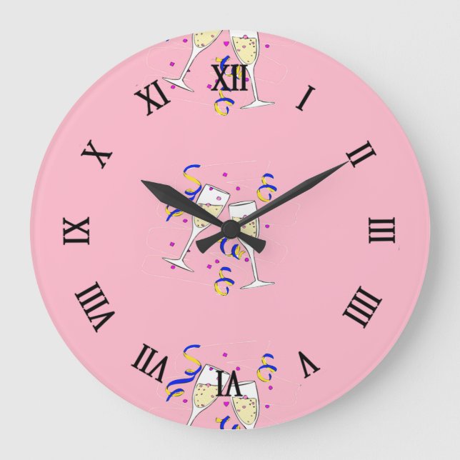yellow wine on pink large clock (Front)