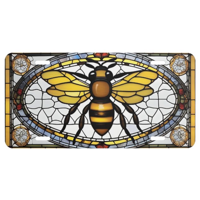 yellow wing honey bee license plate (Front)