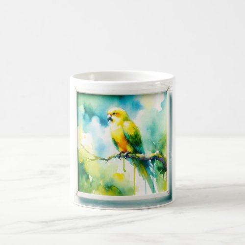 Yellow_winged Parrot REF76 _ Watercolor Coffee Mug