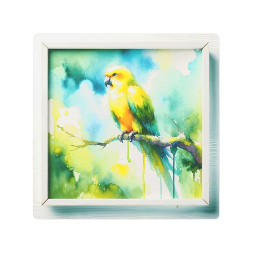 Yellow_winged Parrot REF76 _ Watercolor Metal Print