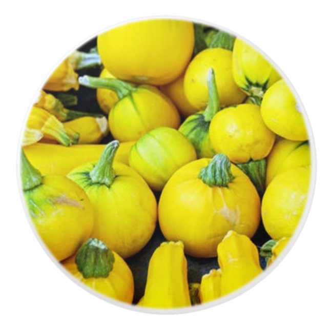 YELLOW WINTER SQUASH ON CERAMIC KNOB (Front)