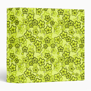 Yellow with black bright neon floral pattern 3 ring binder