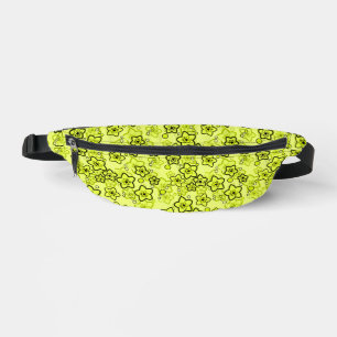 Yellow with black bright neon floral pattern fanny pack