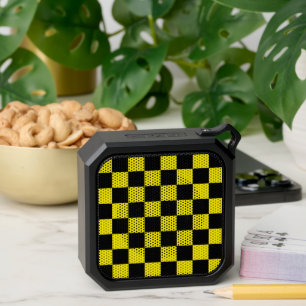 Yellow with Black Large Square Style Pattern Bluetooth Speaker