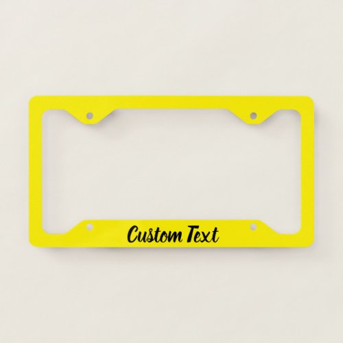 Yellow with Black Script License Plate Frame