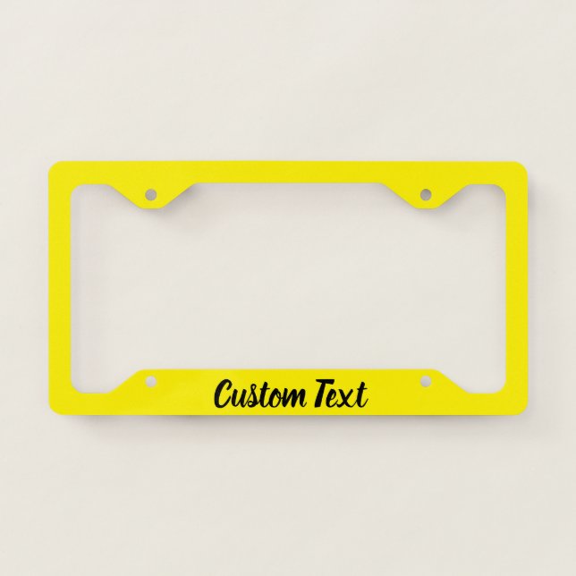 Yellow with Black Script License Plate Frame (Front)