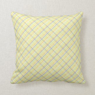 Yellow with Blue Plaid Pillow 16x16