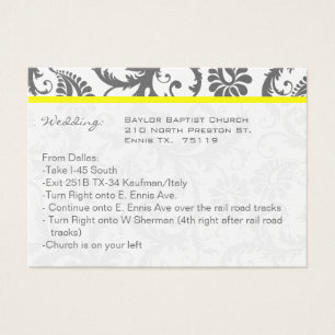 Yellow with Gray Damask Wedding Info Cards