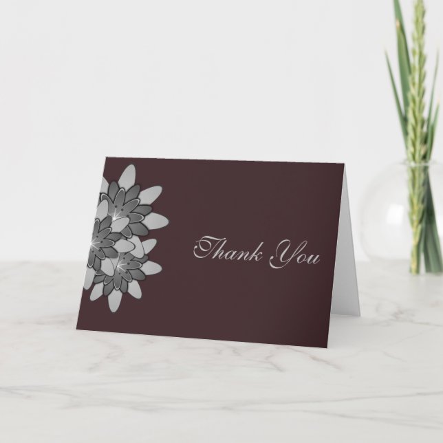 Yellow with Gray Floral Lotus Thank You Card (Front)