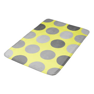 Yellow with Gray Polka Dots bath mat